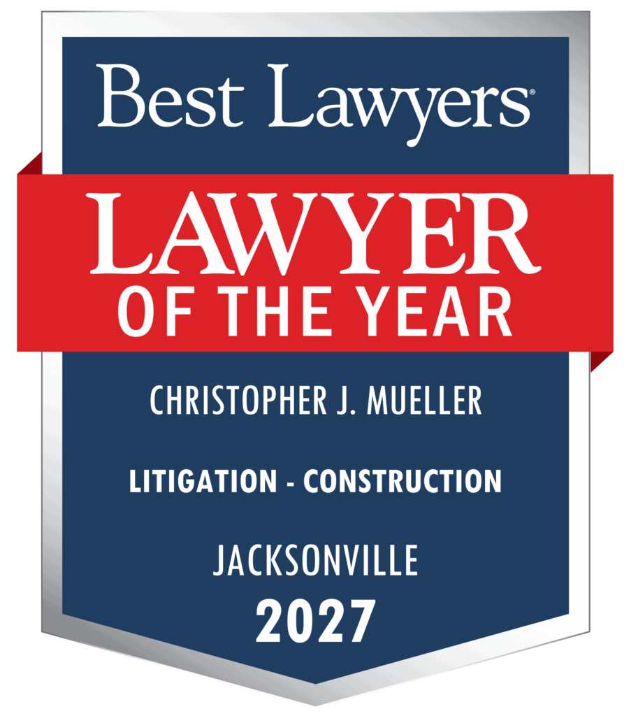 Best Lawyers Lawyer of the Year badge for Christopher J. Mueller in Jacksonville 2027.